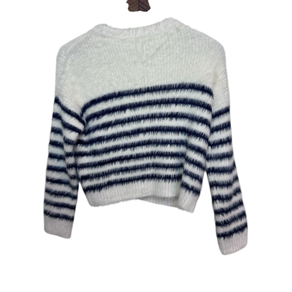 La Ligne White and Blue Striped Fuzzy Sweater - Picture 2 of 10